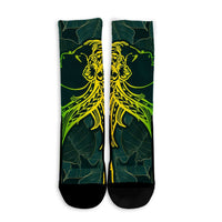 Hawaii Monstera Kalo Hula Girl Kanaka Maoli Crew Socks - AH - Polynesian Pride
