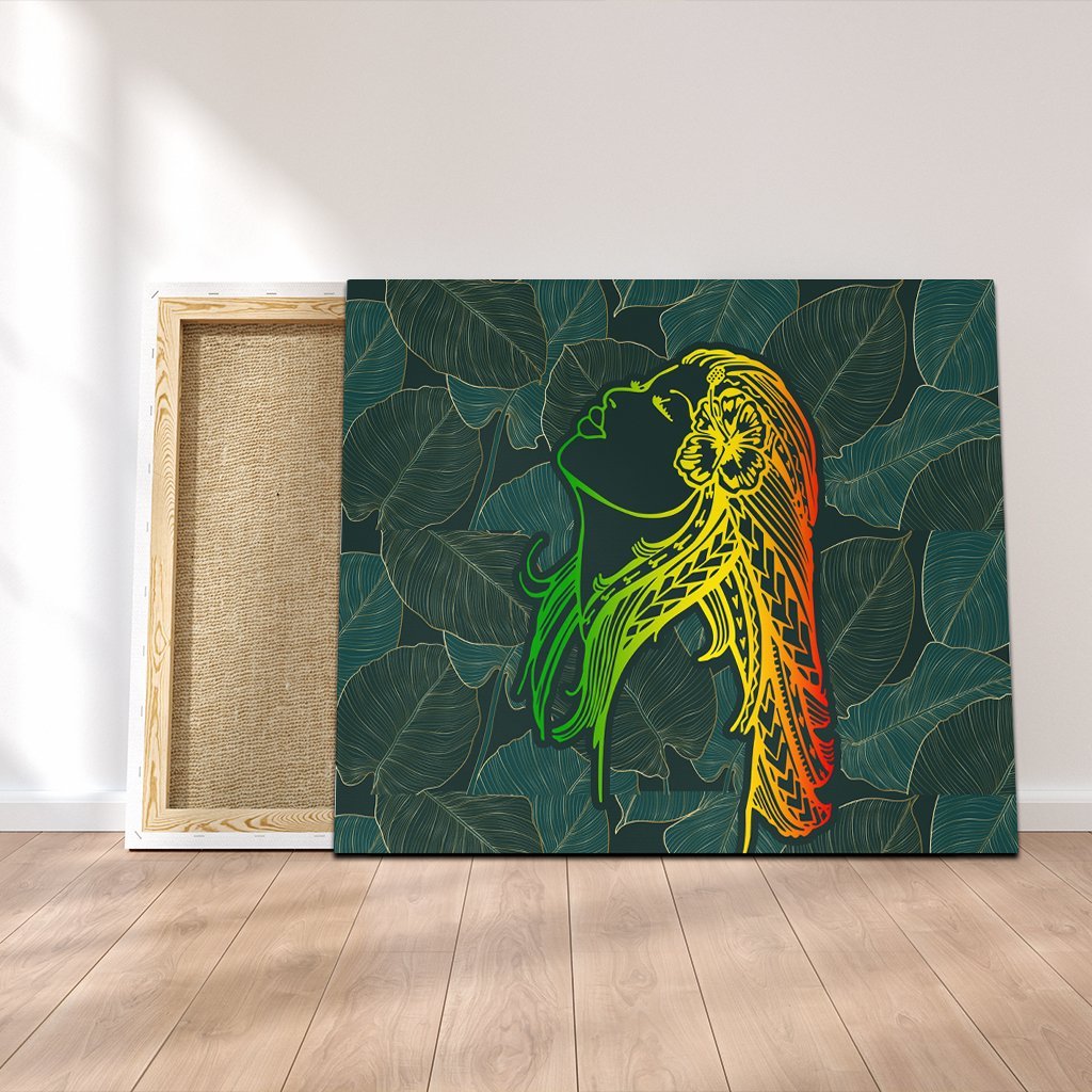 Hawaii Monstera Kalo Hula Girl Kanaka Maoli Canvas - AH Canvas Poly-cotton - Polynesian Pride