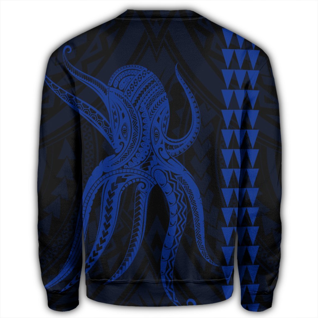 Hawaii Octopus KaKau Polynesian Sweatshirt - Blue - AH - Polynesian Pride