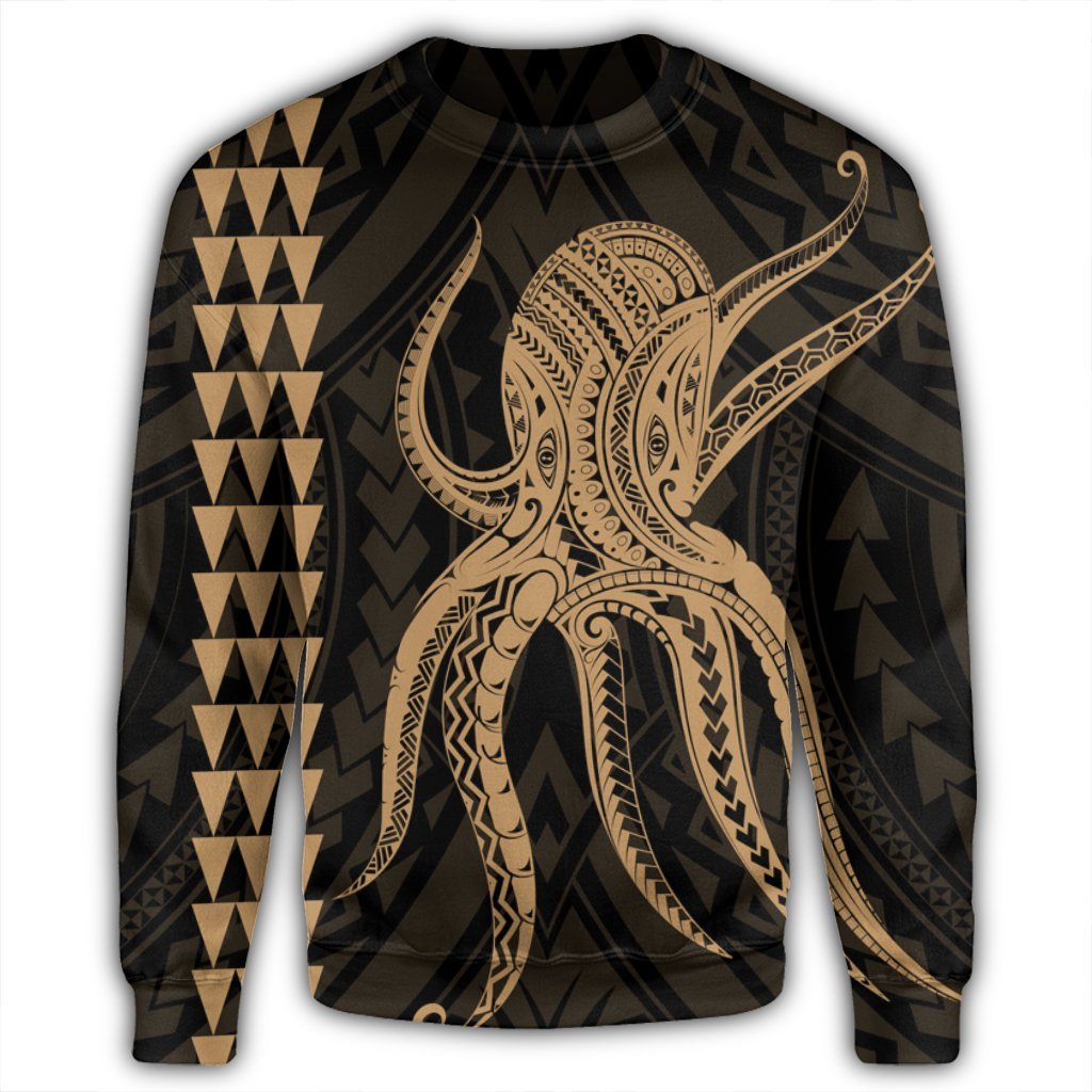 Hawaii Octopus KaKau Polynesian Sweatshirt - Gold - AH - Polynesian Pride