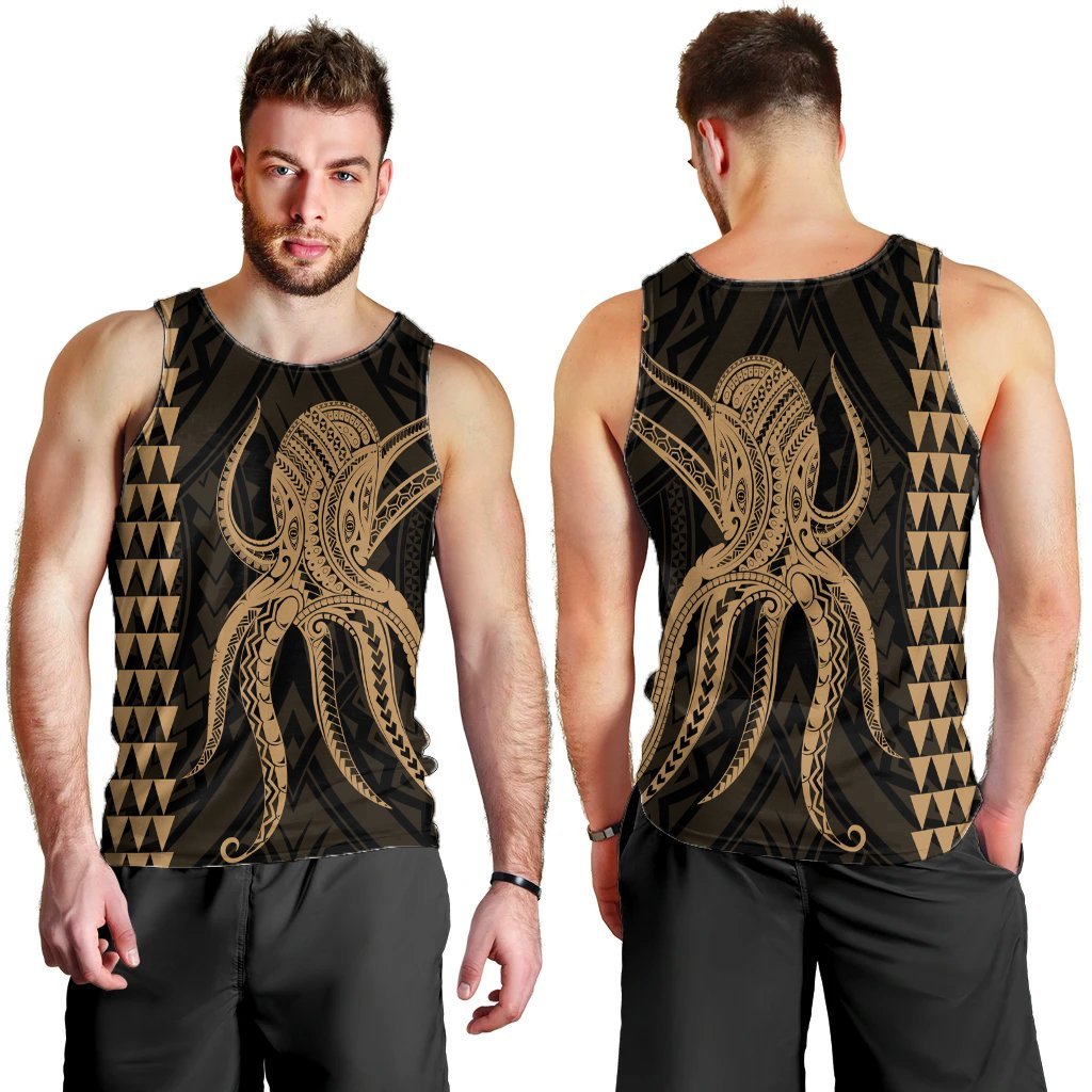 Hawaii Octopus KaKau Polynesian Tank Top - Gold - AH - Polynesian Pride