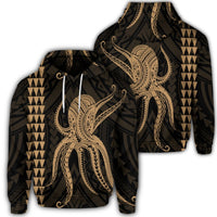 Hawaiian Octopus KaKau Polynesian Hoodie Gold Unisex Art - Polynesian Pride
