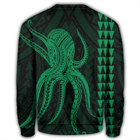Hawaii Octopus KaKau Polynesian Sweatshirt - Green - AH - Polynesian Pride