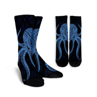 Hawaii Octopus KaKau Polynesian Crew Socks - Pastel - AH Crew Socks White - Polynesian Pride