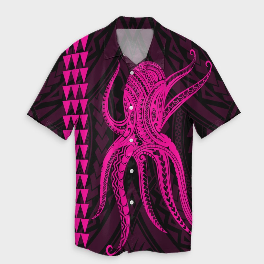 Hawaii Octopus KaKau Polynesian Hawaiian Shirt - Pink - AH Unisex Black - Polynesian Pride