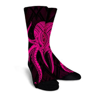 Hawaii Octopus KaKau Polynesian Crew Socks - Pink - AH - Polynesian Pride
