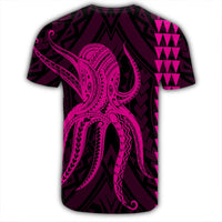 Hawaii Octopus KaKau Polynesian T Shirt Pink - Polynesian Pride