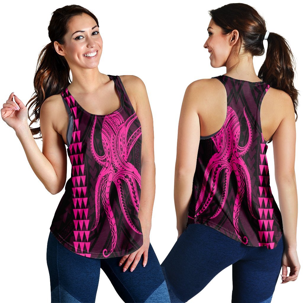 Hawaii Octopus KaKau Polynesian Racerback Tank - Pink - AH Black - Polynesian Pride