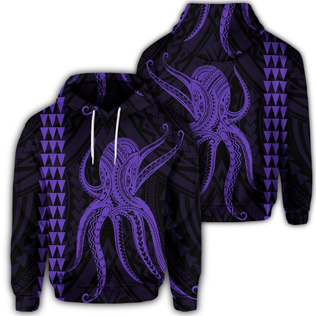 Hawaiian Octopus KaKau Polynesian Hoodie Purple Unisex Art - Polynesian Pride