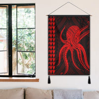 Hawaii Octopus KaKau Polynesian Hanging Poster - Red - AH - Polynesian Pride