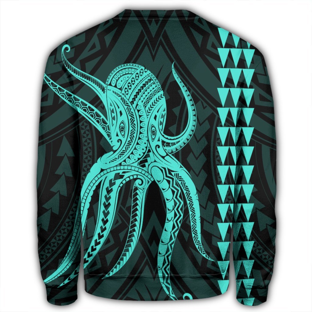 Hawaii Octopus KaKau Polynesian Sweatshirt - Turquoise - AH - Polynesian Pride