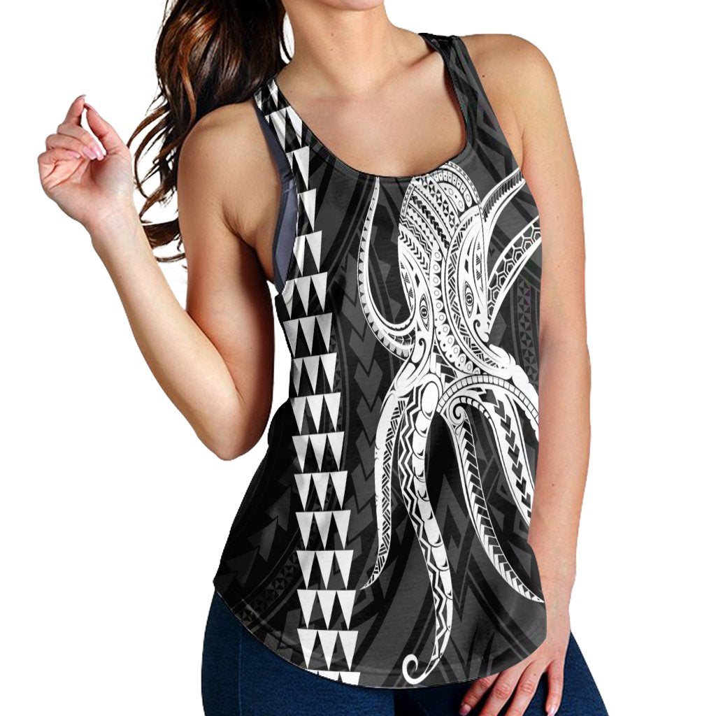 Hawaii Octopus KaKau Polynesian Racerback Tank - White - AH - Polynesian Pride