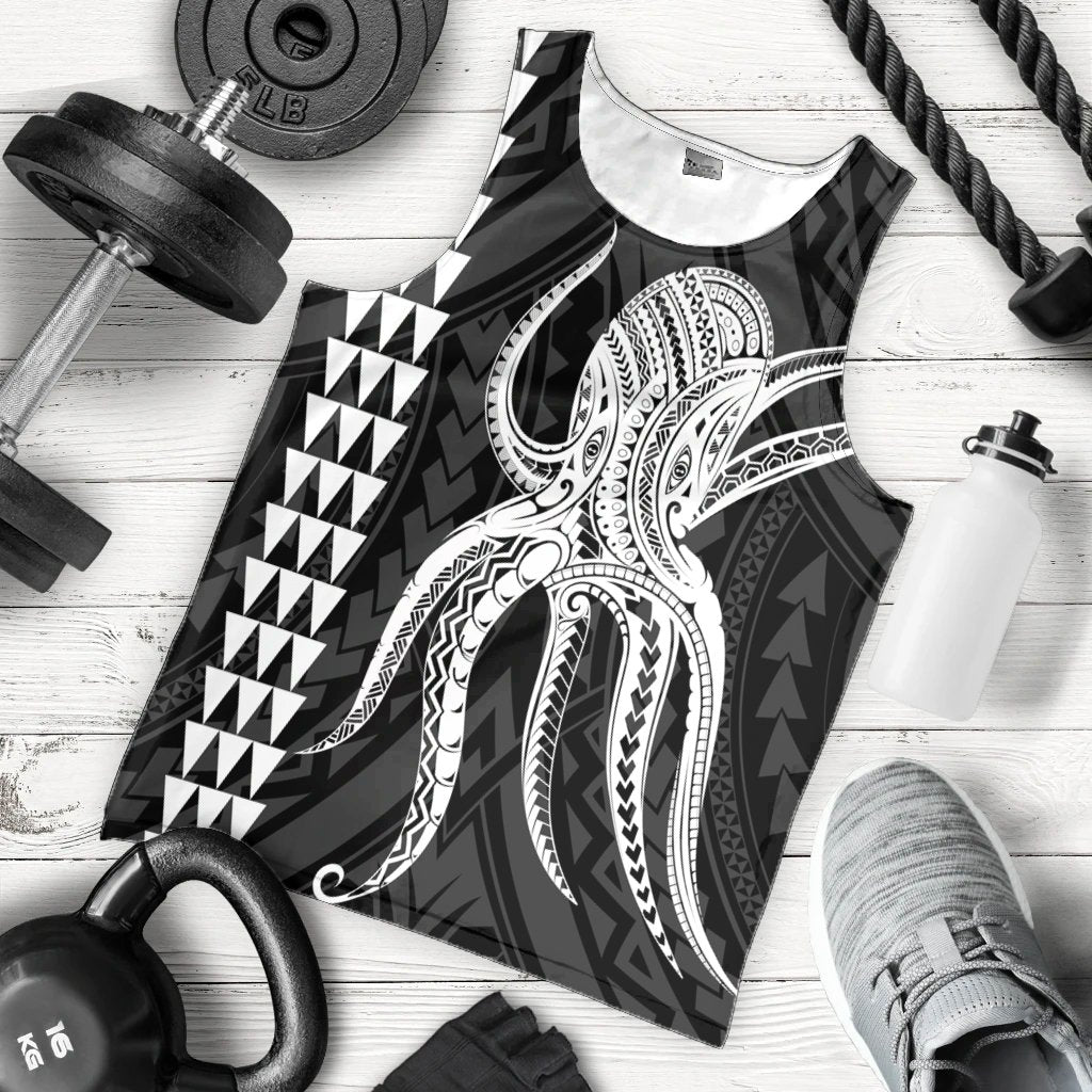 Hawaii Octopus KaKau Polynesian Tank Top - White - AH - Polynesian Pride