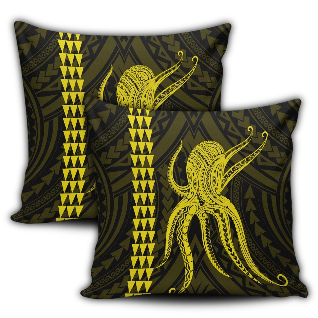 Hawaii Octopus KaKau Polynesian Pillow Covers - Yellow - AH - Polynesian Pride