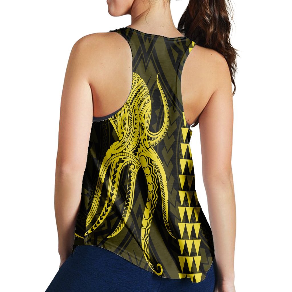 Hawaii Octopus KaKau Polynesian Racerback Tank - Yellow - AH - Polynesian Pride