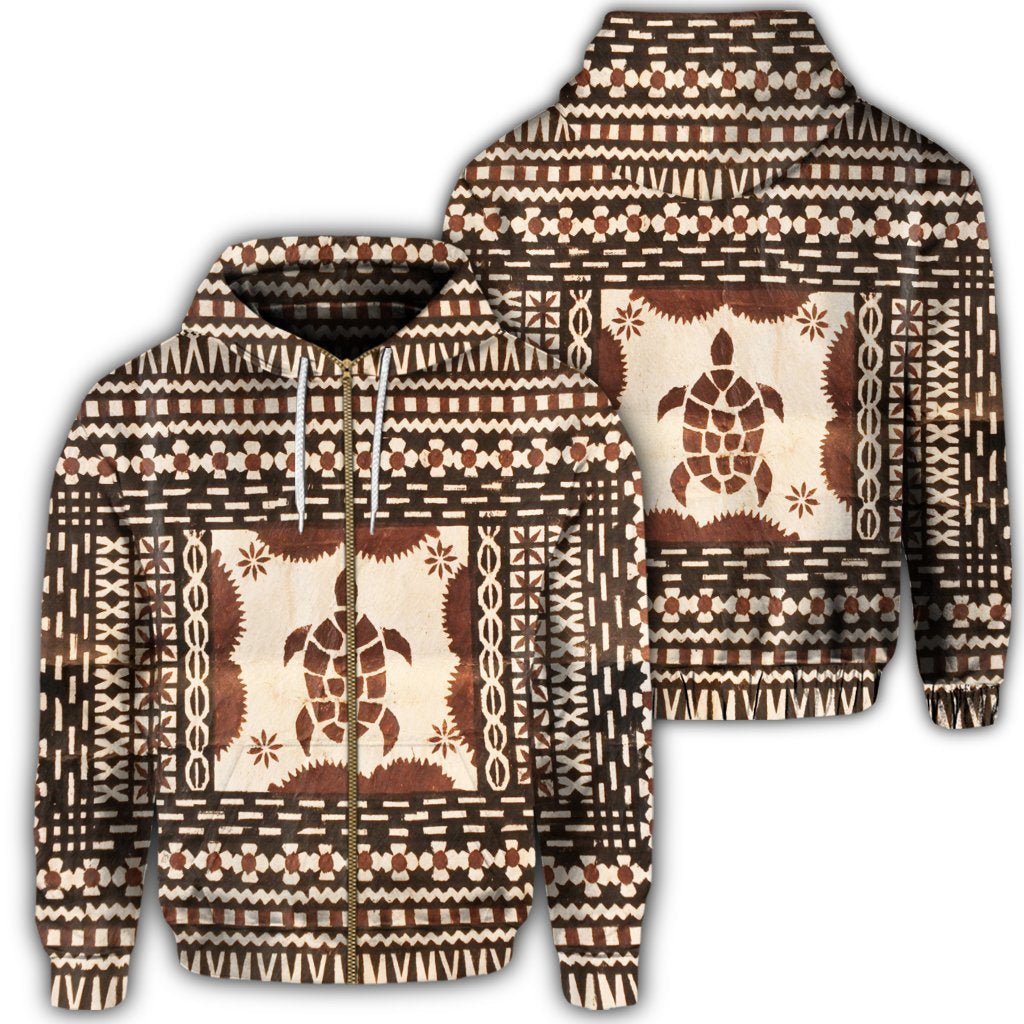 Hawaii Pattern Simple Turtle Zip Hoodie Unisex Art - Polynesian Pride
