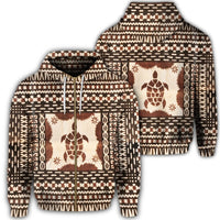 Hawaii Pattern Simple Turtle Zip Hoodie Unisex Art - Polynesian Pride