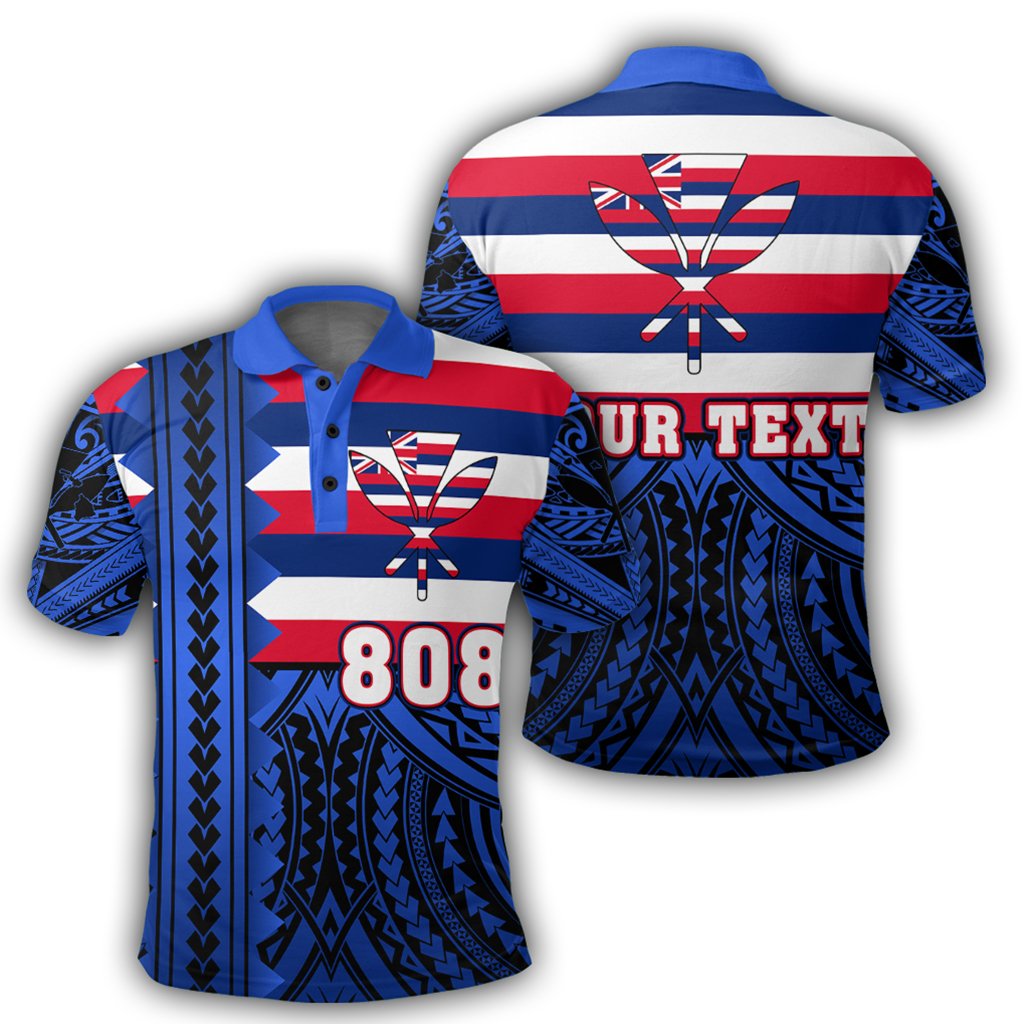 Custom Hawaii Polo Shirt - Hawaiian Flag Speaka Style Unisex Blue - Polynesian Pride