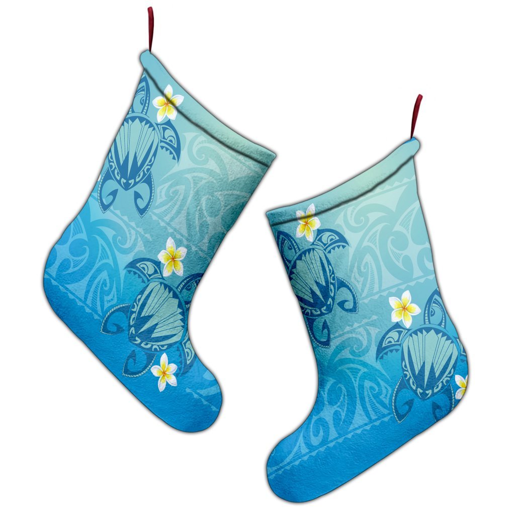 Hawaii Plumeria Deep Blue Turtle Christmas Stocking - AH - Polynesian Pride