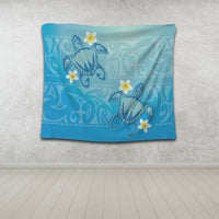 Hawaii Plumeria Deep Blue Turtle Tapestry - AH - Polynesian Pride