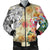 Hawaii Polynesian Flowers Swimming Turtles Bomber Jacket - AH Black Unisex - Polynesian Pride