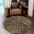 Hawaii Polynesian Hawaiian Style Tribal Tattoo Gold Round Carpet - AH Round Carpet Luxurious Plush - Polynesian Pride