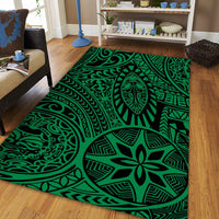 Hawaii Polynesian Hawaiian Style Tribal Tattoo Green Area Rug - AH - Polynesian Pride