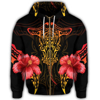 Hawaii Polynesian Hibiscus Animal Zip Hoodie - Polynesian Pride