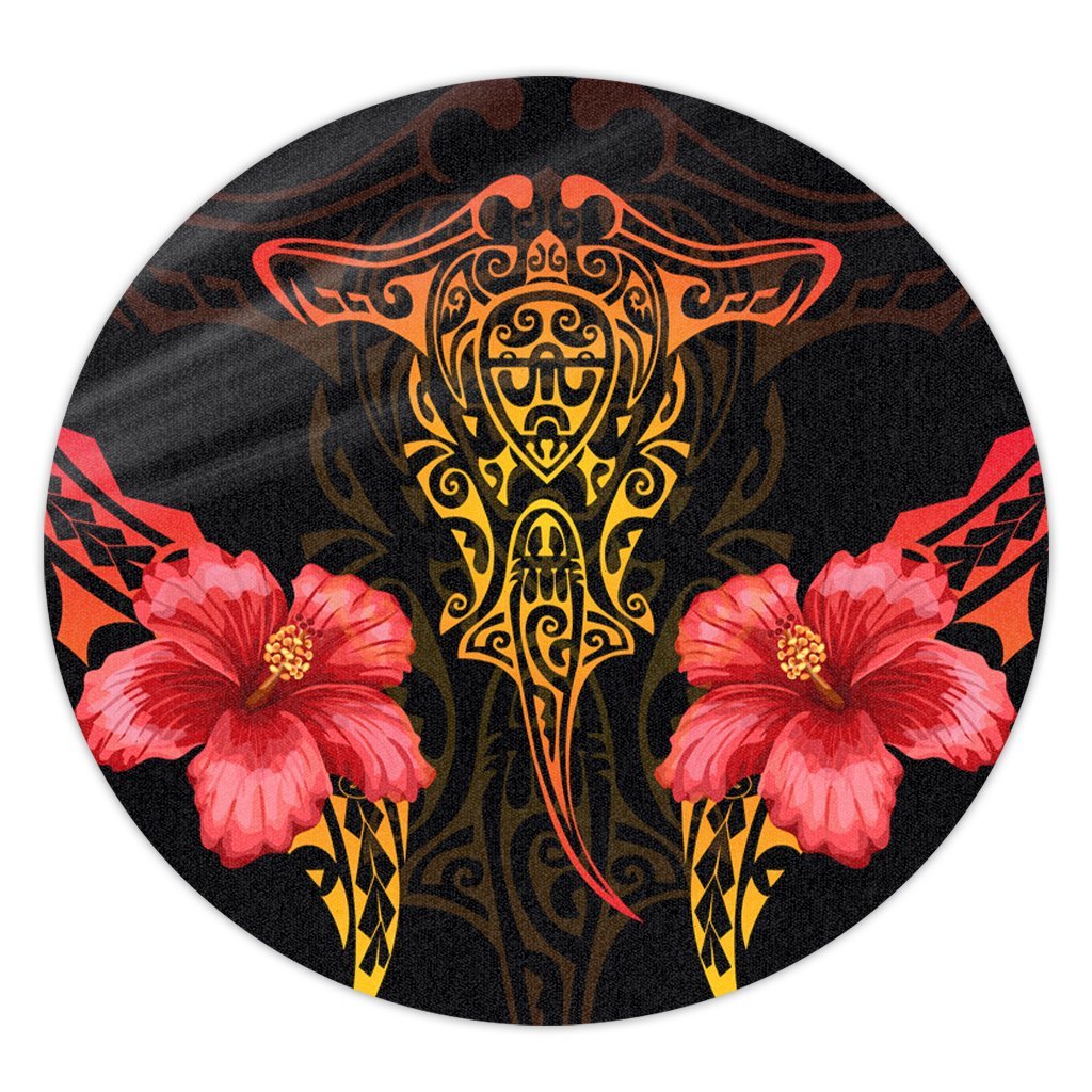 Hawaii Polynesian Hibiscus Animal Round Carpet - AH Round Carpet Luxurious Plush - Polynesian Pride