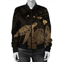 Hawaii Polynesian Hibiscus Turtle Map Bomber Jacket Gold - AH - Polynesian Pride