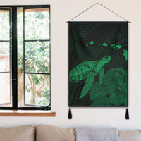 Hawaii Polynesian Hibiscus Turtle Map Hanging Poster Green - AH - Polynesian Pride