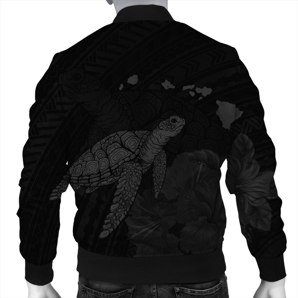 Hawaii Polynesian Hibiscus Turtle Map Bomber Jacket Grey - AH - Polynesian Pride