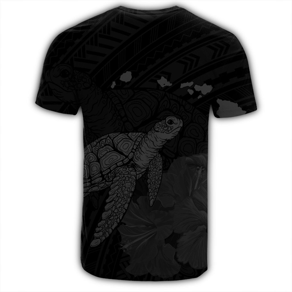 Hawaii Polynesian Hibiscus Turtle Map T Shirt Grey - Polynesian Pride