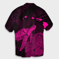 Hawaii Polynesian Hibiscus Turtle Map Hawaiian Shirt Pink - AH - Polynesian Pride