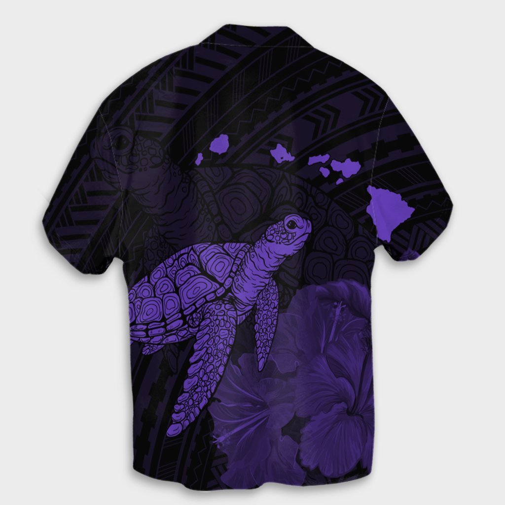 Hawaii Polynesian Hibiscus Turtle Map Hawaiian Shirt Purple - AH - Polynesian Pride
