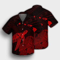 Hawaii Polynesian Hibiscus Turtle Map Hawaiian Shirt Red - AH - Polynesian Pride