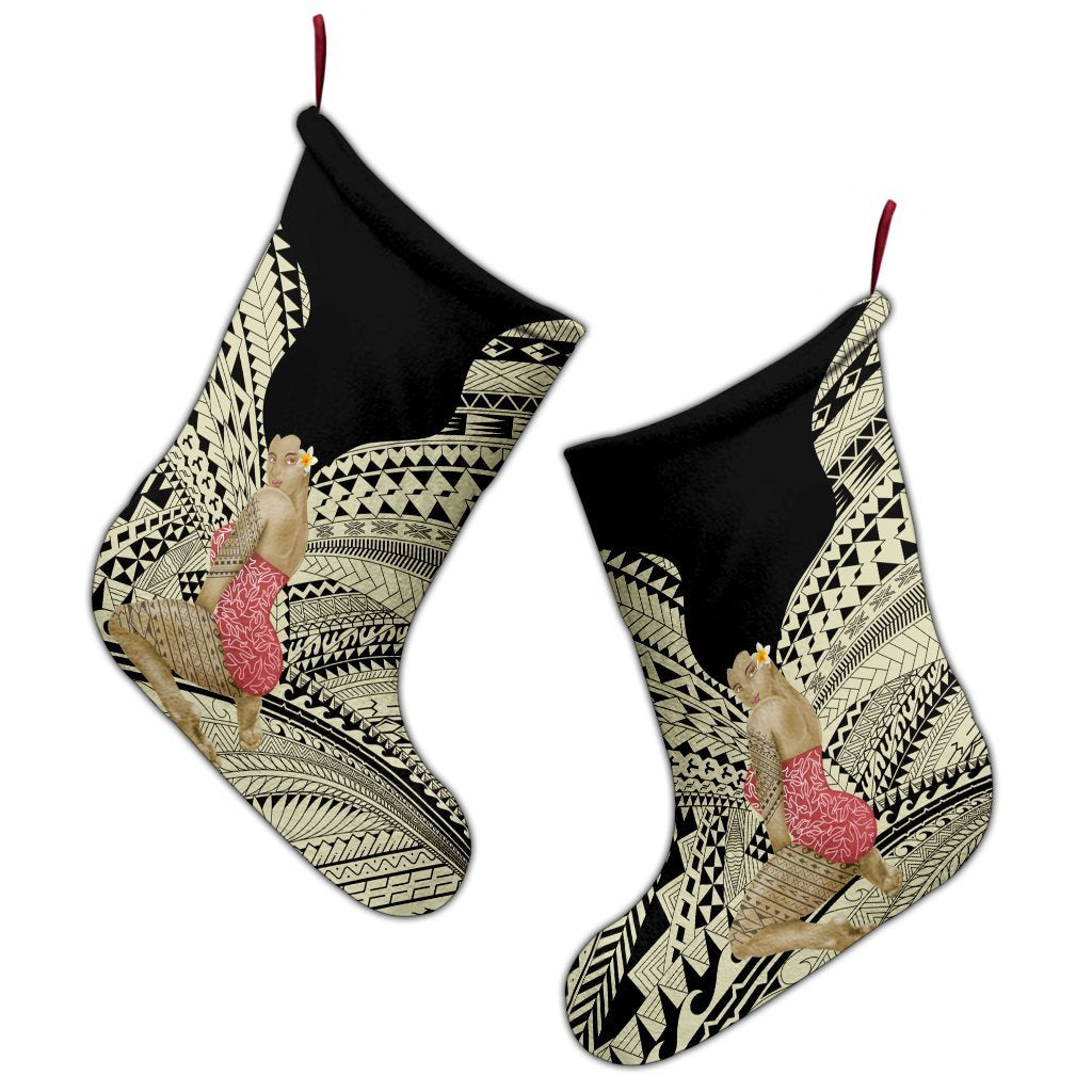 Hawaii Polynesian Hula Girl Wearing Plumeria Christmas Stocking - AH - Polynesian Pride