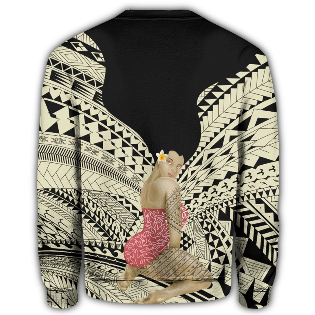 Hawaii Polynesian Hula Girl Wearing Plumeria Sweatshirt - AH - Polynesian Pride