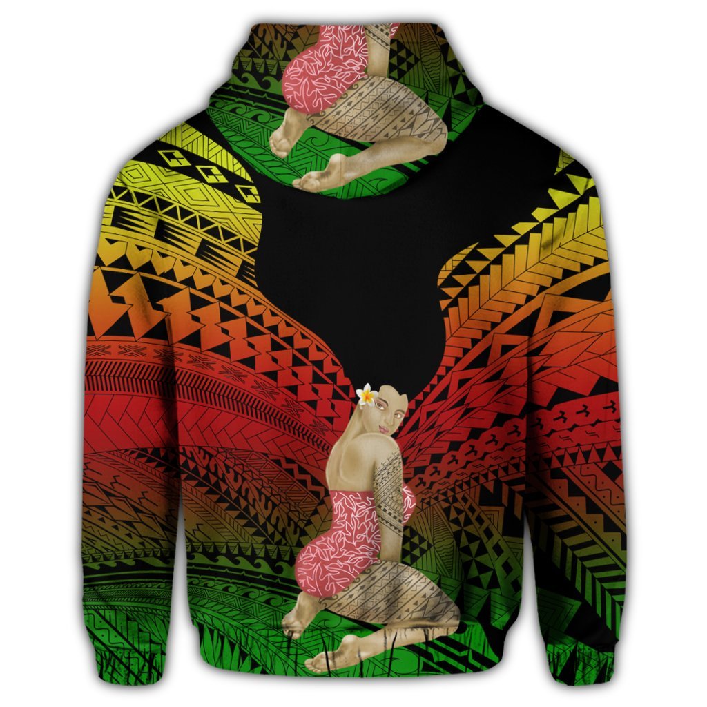 Hawaiian Polynesian Hula Girl Wearing Plumeria Hoodie Reggae - Polynesian Pride
