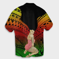 Hawaii Polynesian Hula Girl Wearing Plumeria Hawaiian Shirt Reggae - AH - Polynesian Pride