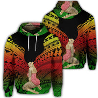 Hawaiian Polynesian Hula Girl Wearing Plumeria Hoodie Reggae Unisex Art - Polynesian Pride
