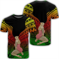 Hawaii Polynesian Hula Girl Wearing Plumeria T Shirt Reggae Unisex Black - Polynesian Pride