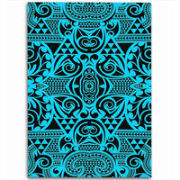 Hawaii Polynesian Kakau Turtle Blue Area Rug - AH Luxurious - Polynesian Pride