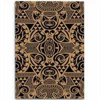 Hawaii Polynesian Kakau Turtle Gold Area Rug - AH Luxurious - Polynesian Pride
