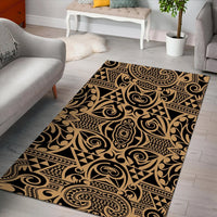 Hawaii Polynesian Kakau Turtle Gold Area Rug - AH - Polynesian Pride