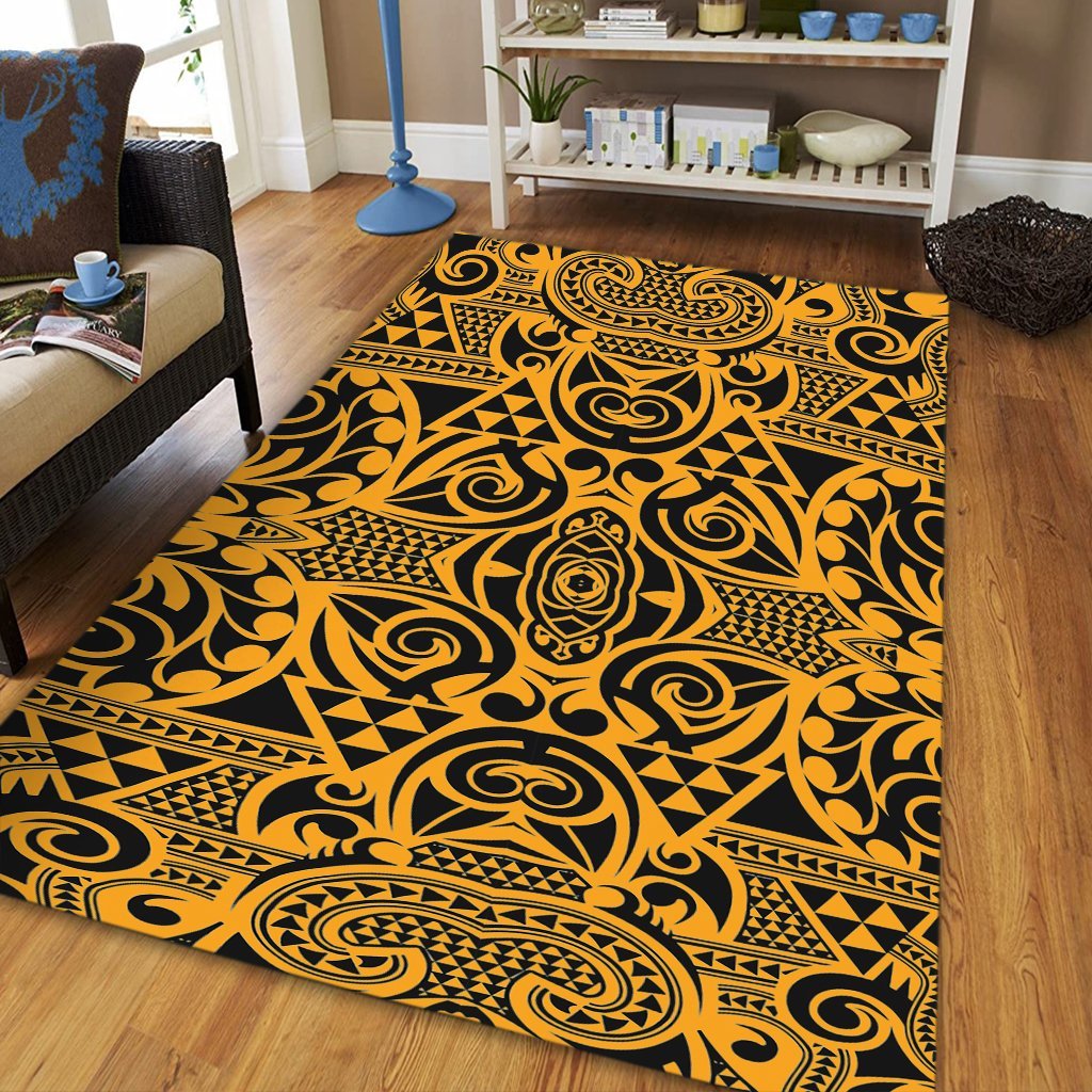 Hawaii Polynesian Kakau Turtle Old Area Rug - AH - Polynesian Pride