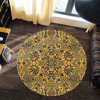 Hawaii Polynesian Kakau Turtle Old Round Carpet - AH - Polynesian Pride