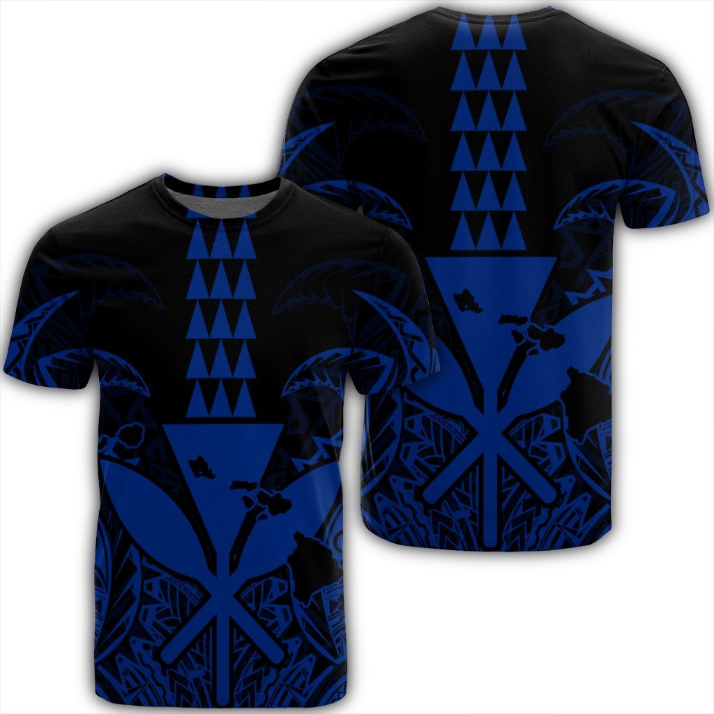 Hawaii Polynesian Kanaka Kakau T Shirt Alan Style Blue Unisex Black - Polynesian Pride