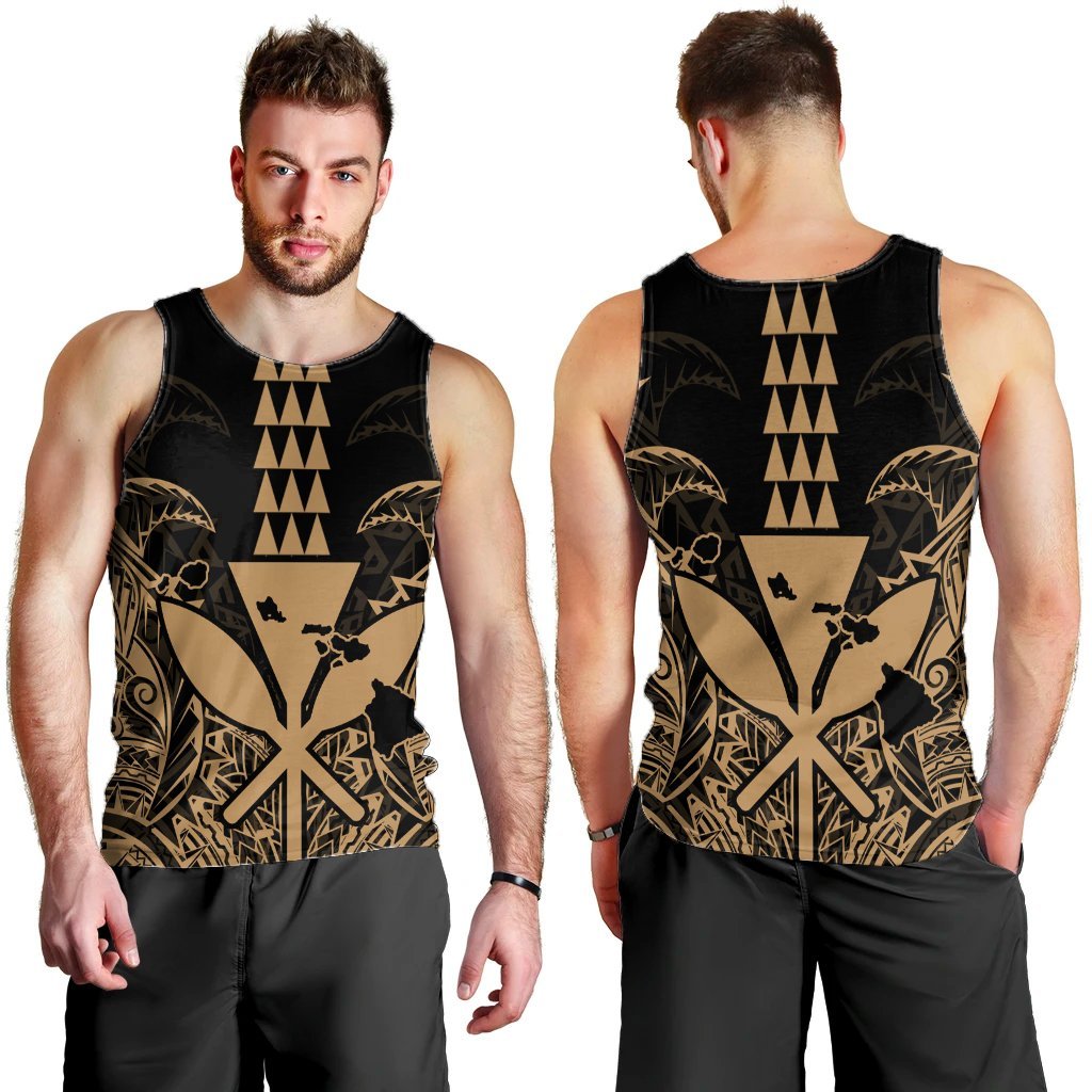 Hawaii Polynesian Kanaka Kakau Tank Top - Alan Style Gold - AH - Polynesian Pride
