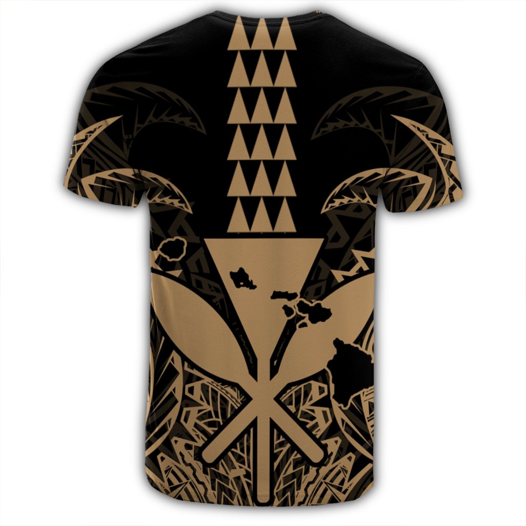 Hawaii Polynesian Kanaka Kakau T Shirt Alan Style Gold - Polynesian Pride